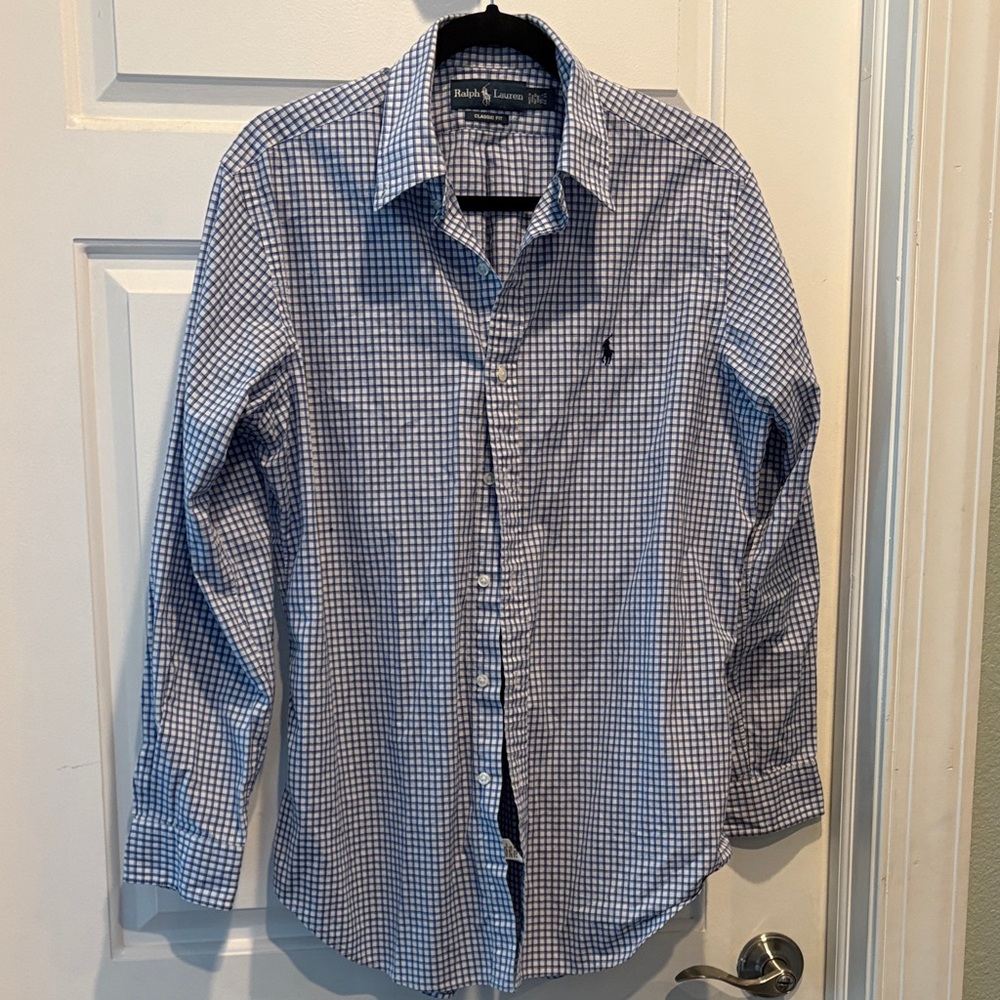 Ralph Lauren Navy and White Checkered Shirt